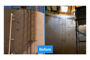 Mariana Ranchos tank before, side by side preview of the exterior and interior of the tank