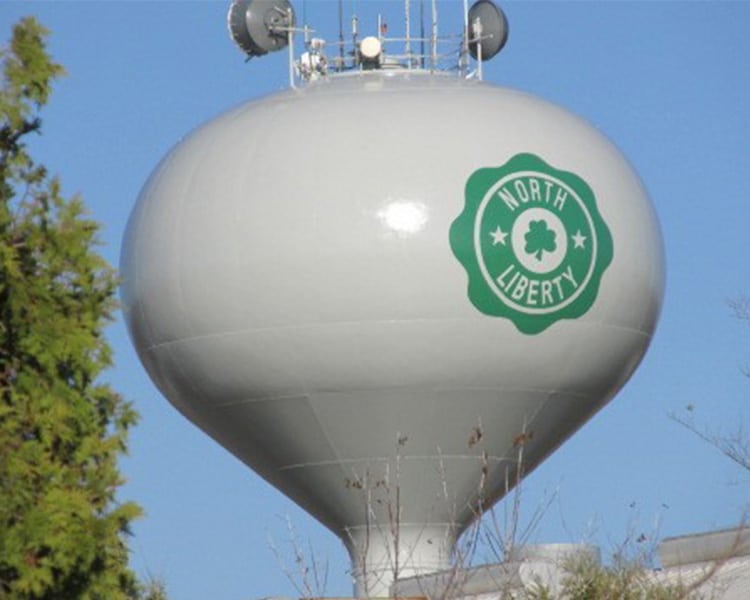 A water tank in North Liberty, IN.