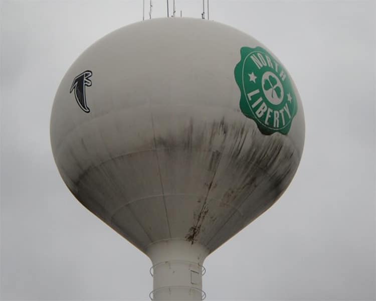 A water tank in North Liberty, IN.