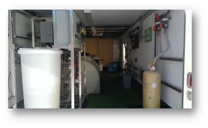 A service room with water quality equipment.
