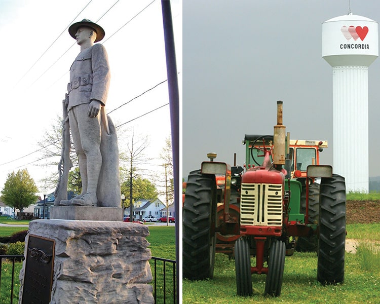 A statue and a tractor.