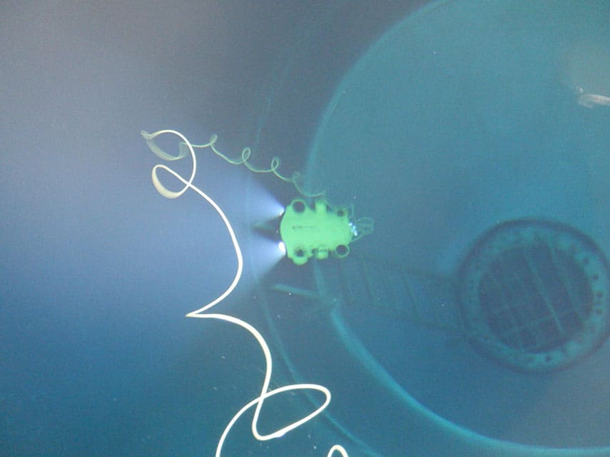 A ROV inspection underwater.